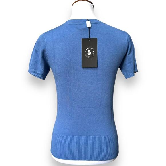 ModCloth Bright & Beautiful Sydney Dachshund Embroidered Knitted Top Blue M NWT - Picture 4 of 9